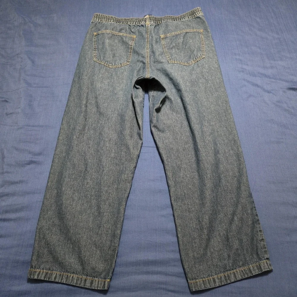 John Blair Jeans Mens 34x27 Blue Relaxed Wide Leg Elastic Waist Medium Wash